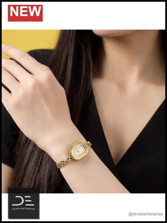Gold Dainty Bangle Watch Small Vintage Bracelet with Numeral Dial